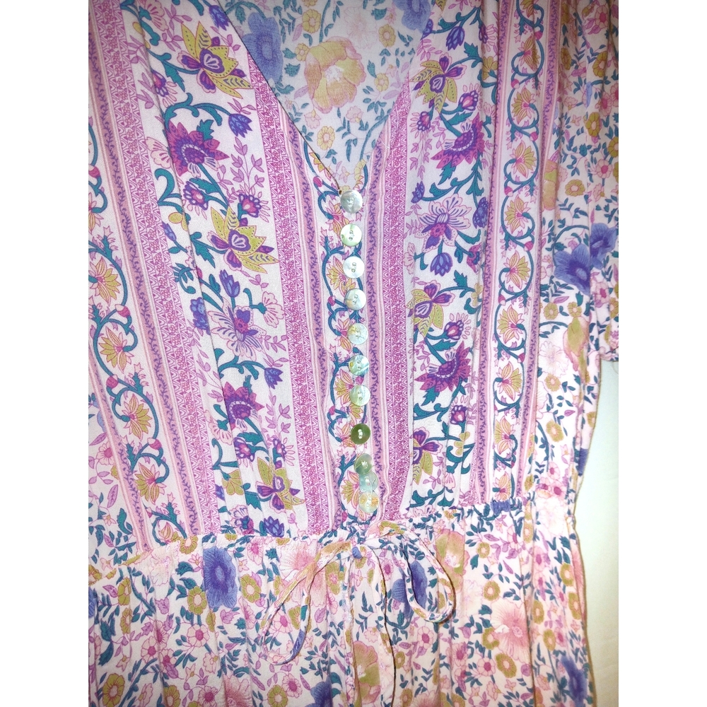 R. VIVIMOS Floral Pink Maxi Dress L - Picture 6 of 7